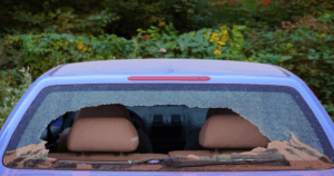 rear car window shattered
