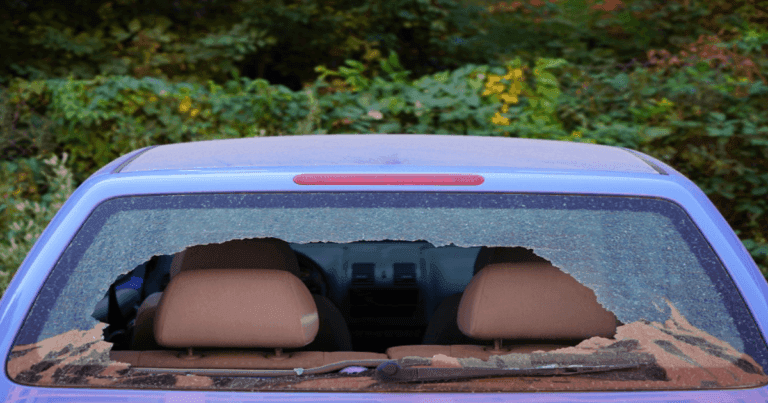 rear car window shattered